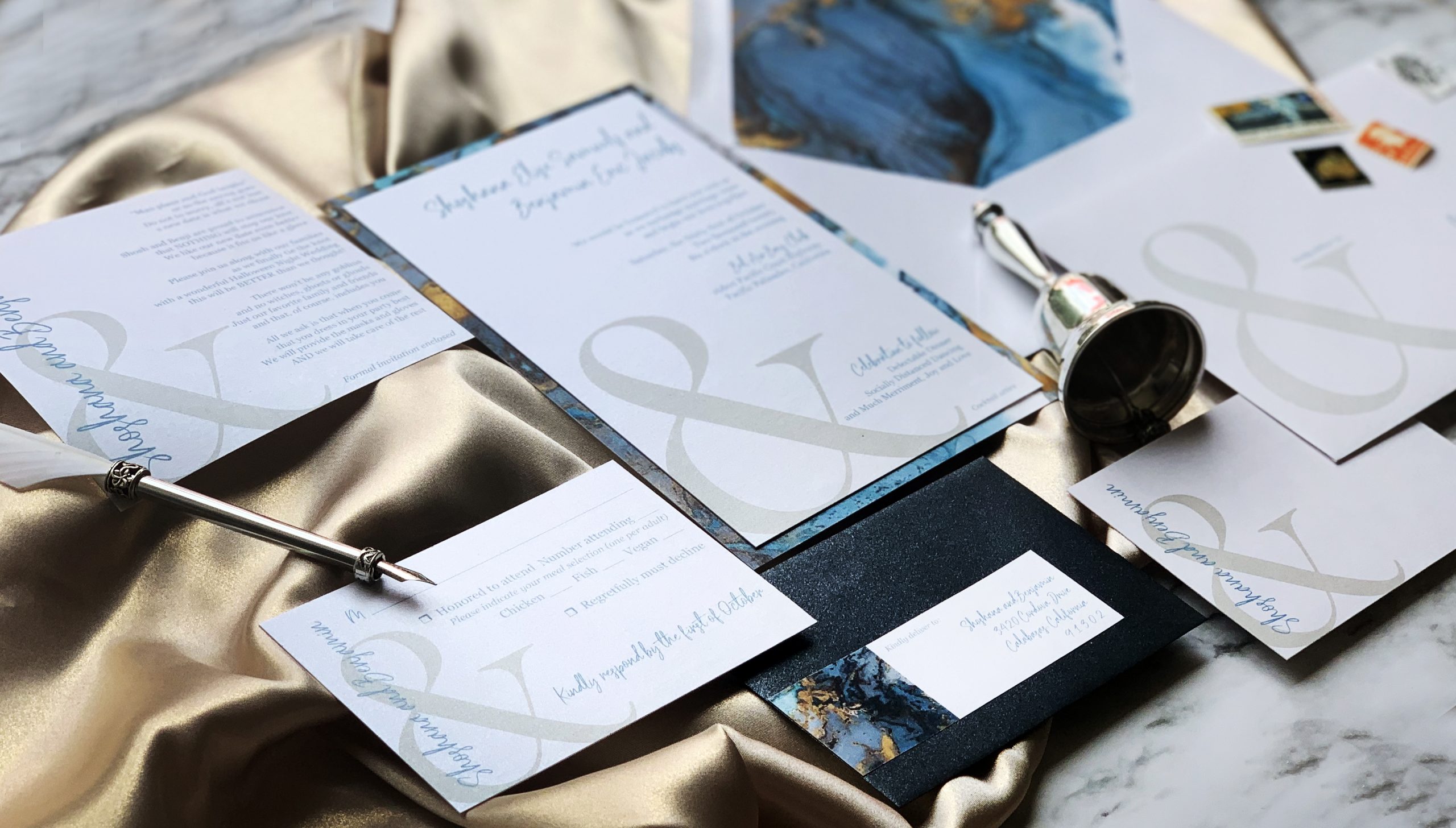 Invitation with large ampersand design