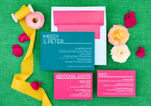 Teal Hot Pink Wedding Invitation - Missy and Peter Teal Hot Pink Wedding Invitation - Missy and Peter